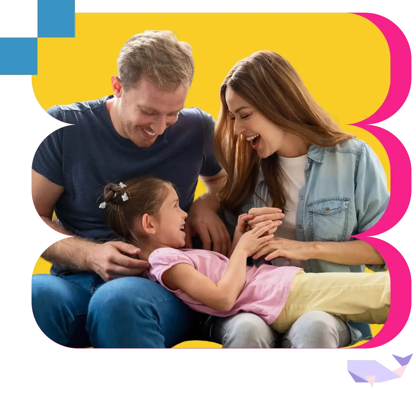 parents with daughter laughing